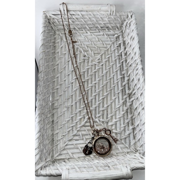 Origami Owl Necklace Love Locket Rose Gold Plated Pendant Cross Heart Lock Key - Picture 3 of 8